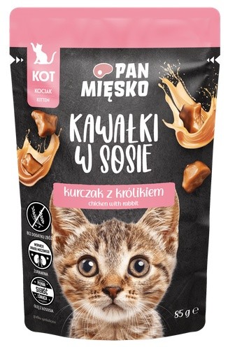 Pan Mięsko Karma mokra dla kota - Kitten kurczak i królik kawałki w sosie...