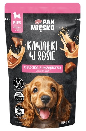 Pan Mięsko Karma mokra dla psa - Puppy cielęcina z przepiórką kawałki w sosie...