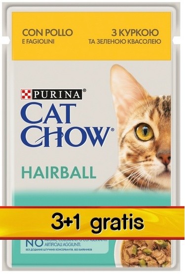 Purina Cat Chow Hairball Kurczak saszetki 3+1 GRATIS 4x85g