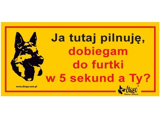 Dingo Tabliczka ostrzegawcza "Ja tutaj pilnuję, dobiegam do furtki w 5...