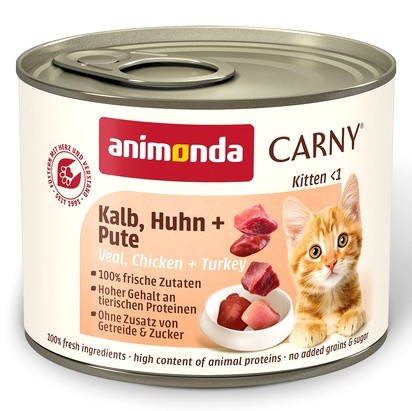Animonda Carny Kitten Cielęcina + Kurczak + Indyk puszka 200g
