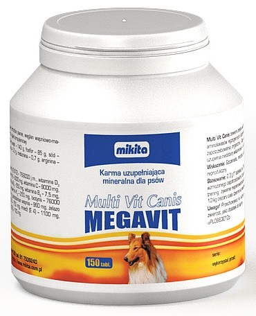 Mikita Megavit Multi-Vit Canis - witaminy, minerały i aminokwasy dla psów 150...