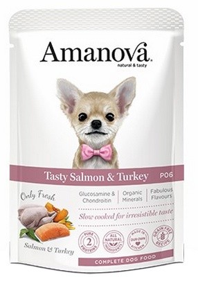 Amanova Dog Adult Tasty Salmon & Turkey - łosoś i indyk saszetka 300g [P06]