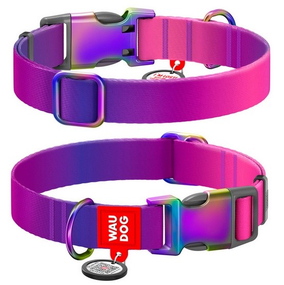 Collar WauDog Recycled Obroża nylonowa z QR-paszportem, gradient M...